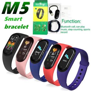 spor kalp hızı monitörü toptan satış-M5 Renkli Ekran Bluetooth Çağrı Akıllı Bant Izci İzle Spor Bilezik Kalp Hızı Kan Basıncı Smartband Monitör Sağlık Bileklik MQ50