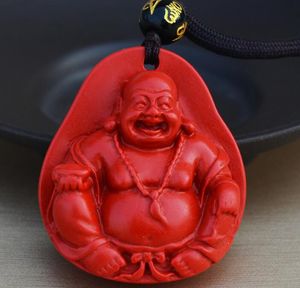 maitreya jade al por mayor-Fábrica directa de cinabrio rojo vientre vientre Maitreya Buda colgante jade colgante DIY suéter cadena colgante joyería al por mayor