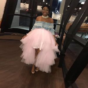 Wholesale baby pink skirt resale online - 2019 Fashion Baby Pink High Low Tiered Tulle Skirts Ruffles Elastic Tutu Skirt Bridal Bridesmaid Tulle Skirt Custom Made