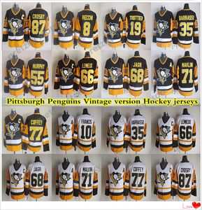 vintage pinguins jersey. großhandel-Männer Pittsburgh Penguins Vintage Trikots CROSBY LEMIEUX Jagr Maklin TROTTIER COFFEY Barrasso CCM Hockey Trikots