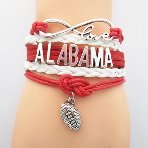 infinitas pulseras rojas de amor al por mayor-Joyas Infinity Love Alabama State Football Equipo deportivo Pulsera rojo blanco Pulseras de deporte B09019