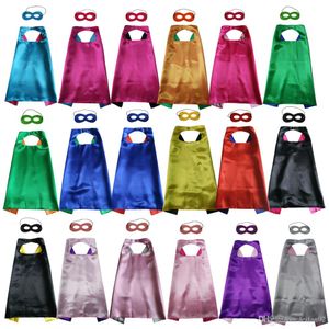 27 tums vanlig tvåskikt superhero cape med mask set färger val superhero cosplay kostymer fancy klänning för födelsedag jul cospaly