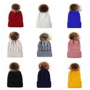 Wholesale newborn winter hats resale online - Kids Beanie Pom Pom Knitted Hats Winter Newborn Skull Caps Designer Baby Ball Wool Hats Infant Warm Cap Toddler Venonat Beanies D6760
