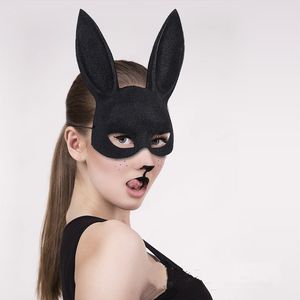 Mystisk ängel halloween cosplay dansfest kanin öron halv ansikte mask sexig bar servitör ansikte dekoration fp021