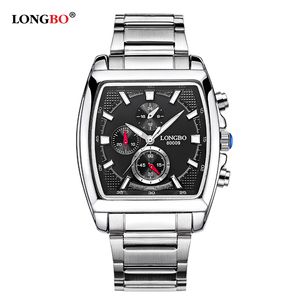 longbo часы оптовых-Longbo Военные Мужчины Нержавеющая Сталь Спортивные Часы Кварцевые Часы для мужчин Мужской Досуг Часы Relogio Masculino