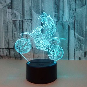 7 Färg DC V D LED Night Light Motocross Bike USB Kids Boy Barn Färgrik Atmosfär Lampa Touch Control Nyårsgåva