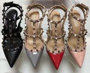 Wholesale heels rivet pu shoes resale online - 2019 Women Pumps Wedding Shoes Woman High Heels sandal Nude Fashion Ankle Straps Rivets Shoes Sexy High Heels Bridal Shoes