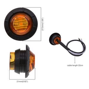 10X Inch Round Bulbs LED Front Rear Side Marker Indicators Light Waterproof Bullet Clearance V for Car Truck