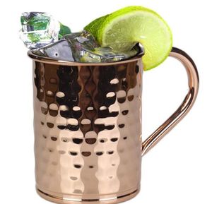 Wholesale copper tumblers resale online - Copper Mug Moscow Mule Plated Mug Hammered Mugs Stainless Steel Tumblers Beer Cups Wine Glasses Cocktail Cup for Bar Party Drinkware
