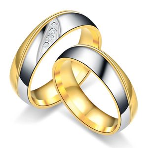 ingrosso prometti anelli per lei-Titanio acciaio inossidabile Bande paio di nozze per lui e lei donna strass Inlay Valentines Day Promessa Anelli di fidanzamento