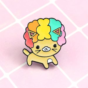 Wholesale pin color for sale - Group buy Cat Explosive Head Color Cute Personality Creative Brooch Cartoon Special Tide New Lapel Denim Badge Pins