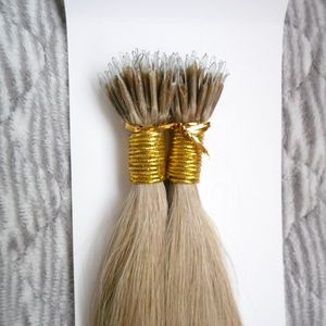 micro link hair extensions achat en gros de 100 pièces Virginie Brésilienne100g Remy Micro Perles Extensions de cheveux dans Nano Ring Liens Cheveux Humains Droits couleurs Blonde Cheveux européens