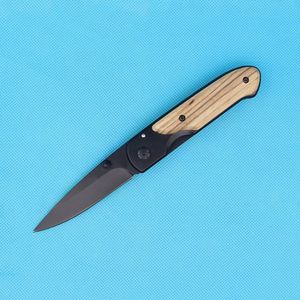 высококачественный складной нож оптовых-Высочайшее качество бабочка DA44 выживаемость карманный складной нож деревянный ручка черный титановый финишированный клинок тактический EDC зубчатые ножи
