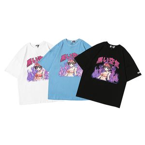 сексуальные тройники для женщин оптовых-Мужские женские хип хоп мультфильм сексуальные печатные футболки японские Harajuku Streetwear Tees аниме негабаритные хлопковые топы