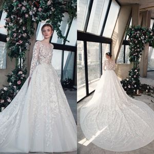 Wholesale tony wards for sale - Group buy Tony Ward Long Sleeve Wedding Dresses New Lace Appliqued Modest Plus Size Wedding Dress Tulle A Line Chapel Train Bridal Gowns