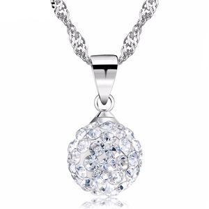 белый swarovski оптовых-CZ Crystal от Swarovski Ball кулон ожерелья для женщин Винтаж мода ювелирные изделия Дня матери подарок белый позолон