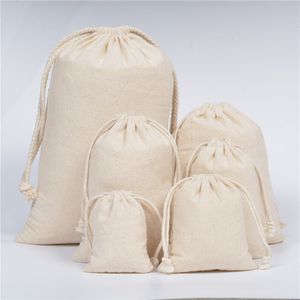 Wholesale canvas jewelry bag resale online - Canvas Drawstring Pouches Jewelry Bags Natural Cotton Laundry Favor Holder Fashion Jewelry Pouches