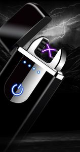 Plasma arc Lighter Double arcs Electrical USB Rechargeable windproof cigarette Lighter touch sensitive control ignition power display C01980