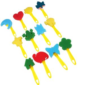 Child Paintings Sponge Brush Piece Set Painting Tool Yellow Handle Kindergarten Diy Art Graffiti Smile More Color Save Effort pcC1