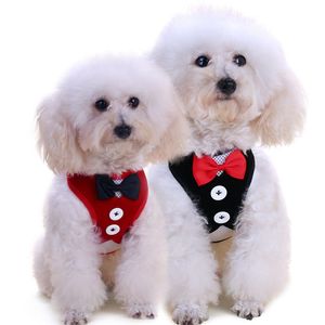 Wholesale dog clothes set for sale - Group buy New Designer Pet Dog Accessories Summer Dog Clothes Vest Bow Evening Dress Dog Harness And Traction Rope Set Pet Supplies