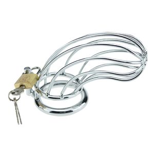 Male Chastity Devices Stainless Steel Cock Cage For Men Metal Chastity Belt Penis Sex Toys Cock Lock Bondage Adult Products Y19061202
