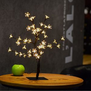 siyah yılbaşı ağacı ışıkları toptan satış-0 M Inç LEDs Kiraz Çiçeği Masa Üstü Bonsai Ağacı Işık Siyah Dalları Ev Partisi Düğün Noel için Kapalı Açık Dekorasyon