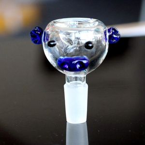 Pig Shape Head Glass Bowl For Hookahs Bong Smoking mm mm joint Clear Artificial blowing Bowls oil rig bongs water Pipe