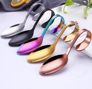 Spoons Hotel and Restaurant Use Stainless Steel Canape Serving Spoon 5colors ECO Friendly Food with Bendy Handle