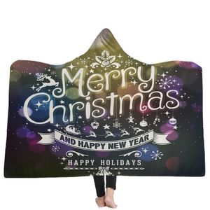 queen blanket cotton großhandel-Frohe Weihnachten Mit Kapuze Decke Fleece Tragbare Decken Kinder Erwachsene Weihnachtsgeschenk Warmer Umhang Umhänge Heimtextilien GGA2589