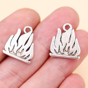 200pcs mm flame cham Pendantg Antique silver plated blaze fire Charms DIY supplies Jewelry accessories