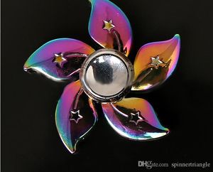 Wholesale triangle fidget spinner for sale - Group buy Flower Rainbow Fidget Spinner Colorful Zinc Alloy EDC Hand Spinner Toys Metal Triangle Tri spinner Decompression Toys