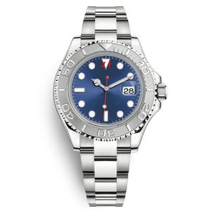 Y Master Automatic Blue Dial Stainless Steel Bracelet Mens Watch Scratch Resistant Sapphire Crystal Wristwatches With Enlarged Calendar