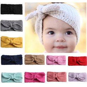 Wholesale girls soft headbands for sale - Group buy Girls Headbands Bow Rabbit Ear Knit Headband Winter Head Band European American Knitted Ear Protection Baby Soft Warm Ear Band WY30Q
