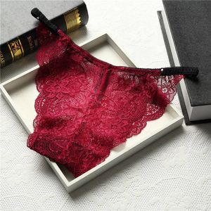 kadınlar için kırmızı iç çamaşırı tanga toptan satış-Kadın Giysileri Seksi Külot Dikişsiz İç Dantel Külot Dize Kadın Külot Lingerie Tanga Siyah Kırmızı Kadın Dropship