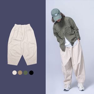 Brede beenbroek streetwear vintage hiphop harembroek broek broek japan korea elastische taille losse casual mannen vrouwen paar mannelijke platte