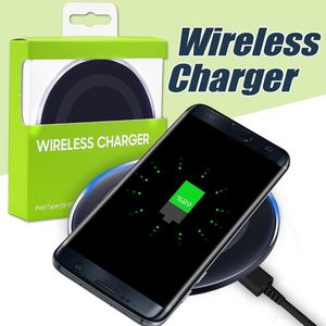 Wholesale samsung wireless chargers resale online - For Iphone X Universal Qi Wireless Charger For Samsung S6 Note Galaxy S7 Edge Mobile Charging Pad With USB Cable With Box