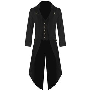 Męskie Garnitury Blazers Płaszcz Steampunk Retro Kurtka TailCoat Z Długim Rękawem Single Breasted Gothic Uniform Plus Size XL