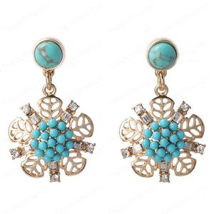 Wholesale elegant earring designs for sale - Group buy Flower White Blue Beads Stone Pearls Special Designs Elegant Vintage Stud Earring For Women