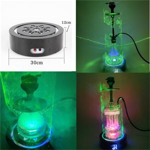 Wholesale hookah used resale online - Hot laser beam base for glass hookah with RGB LED lighter uses mAH lithium battery to create cold light effect