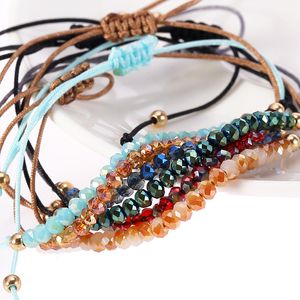 Enkel design Promotional Gift New Fancy Färgglada Crystal Beads Link Armband Justerbar Lucky Rope Friendship Smycken Armband