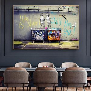 Abstracte straat Graffiti Wall Art Canvas Painting Poster and Print Life is Short Chill The Duck Out Foto s Home Decor