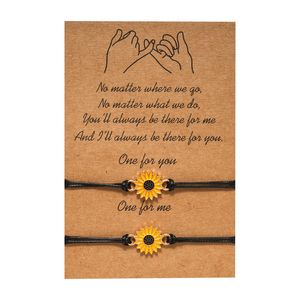 ingrosso the sunflower bracelet-20pcs set di fiori di girasole del girasole che fa il fascino dei braccialetti regolabili degli amici dei braccialetti dell amante delle donne della coppia delle donne della ragazza delle donne