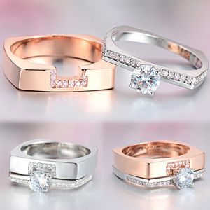 Wholesale engagement rings bridal resale online - Female two color white Zircon Ring Set Crystal Bridal Ring Wedding Jewelry Promise Engagement Rings For Women