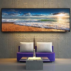 Natural Beach Sunset Landscape Posters and Prints Wall Art Pictures Painting Wall Art for Living Room Home Decor No Frame