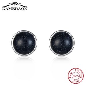 925 Sterling zilveren oorbellen voor vrouwen Korea oorbellen zwart met stenen Aventurin mode sieraden nagel oorbel avondfeest
