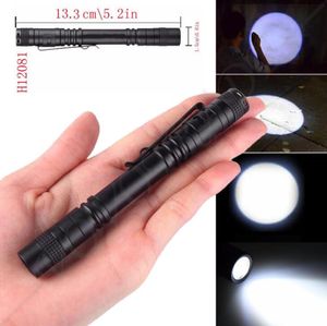 CREE XPE R3 Kształt Długopisowy Mini Latarka aluminiowa Latarka Kieszeniowa Latarka Przenośna Penlight Anti Wear Black Torch Lampa z klipsem