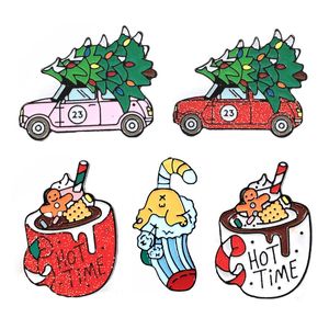 かわいい小さな車の木のアイスクリームのgitのギフト面白いエナメルブローチのピン女性クリスマスDeminシャツの装飾ブローチピンの金属カワイイバッジ