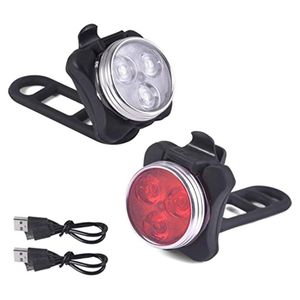 Headlamps Bicycle Lights LED Cycling Bike Head Front Light Modes USB Rechargeable Tail Clip Lamp Waterproof Red White SET