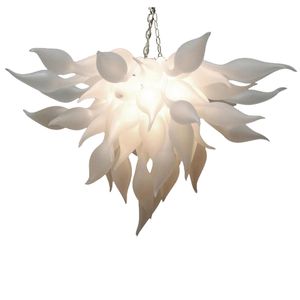 art deco cam avize toptan satış-LED Asılı Avizeler Fantezi Tavan Çiçek Lambası Buzlu Beyaz Murano Cam Avize Aydınlatma Sanat Mağazası Deco Mutfak Klasik Ev Işık