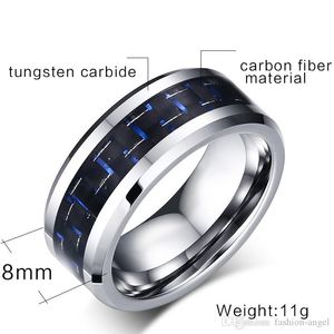 F3 Valentijnsdag Gift mm Heren Tungsten Carbide Koolstofvezel Ringen Ring Hand Jewelries Finger Rings Gemengde Order Jewels Factory Sup